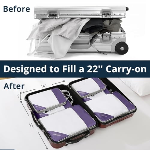 9 Set Compression Packing Cubes for Travel (Purple / 9 pcs)
