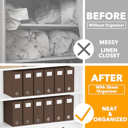12 Pack Bed Sheet Organizers and Storage (12 Pack / Brown)