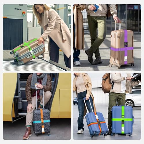 Luggage Straps for Suitcases (Versatile Black / 4 Pack)