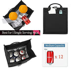 Insulated Lunch Bag Rolltop Lunch Box (Black with white strap)