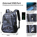 17 Inch Travel Laptop Backpack Water Resistant Hiking Backpack for Men Laptop Bag with USB Charging Port (Camouflage Grey / 17 Inch)