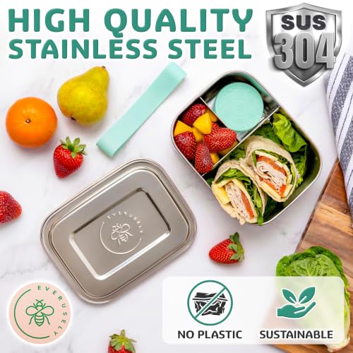 Stainless Steel Bento Box + Condiment Container (Green / 47oz / 1400ml)