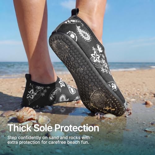 Water Shoes for Women Men Quick (5-6 Women/4-5 Men / Paisley & Flowers)