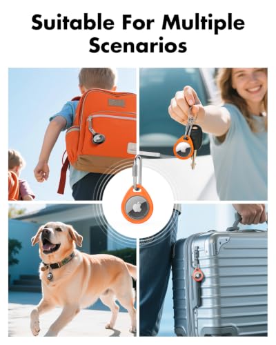for AirTag Holder Case with Professional Carabiner (Black + Orange)