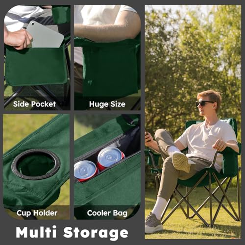 Oversized Folding Camping Chair for Adults (Dark Green / Single Pack)
