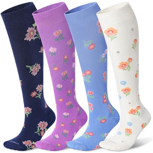 Viscose Made from Bamboo Compression Socks for Pregnant Women 20 (Large / 4 Pair-flower)