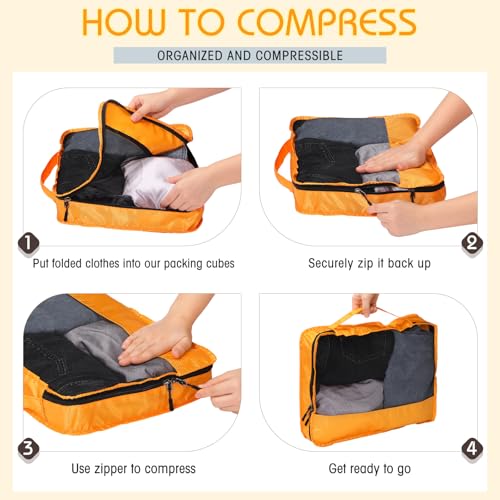 Packing Cubes for Suitcase Large Organizer Bags (Apricot / Large)