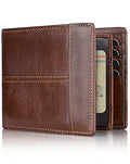 Mens Wallet Rfid Blocking Leather Wallet for Men Bifold Wallets (Brown)