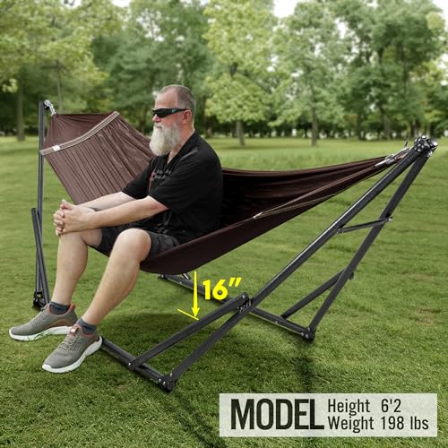 Universal Double Hammock with Stand Included for 2 Persons (1. Brown)