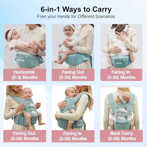 Baby Carrier SEEDNUR Baby Carrier with Hip Seat (Green)