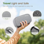 Weekly Travel Pill Organizer 2 Times a Day AM PM Black Pill Box (A Canvas Grey 01 / 1 Set Canvas Case)