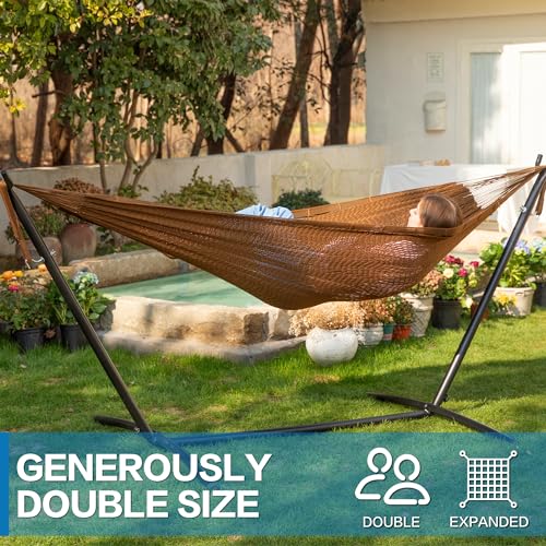 Double Hammock with Stand for Outside (Mayan Desert)