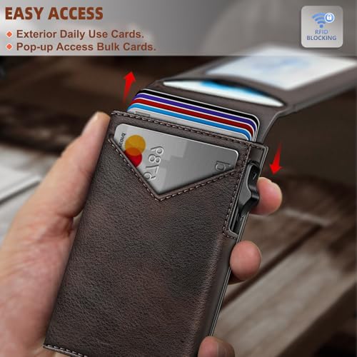 Men Leather Wallet for AirTag (Forest Brown8620)