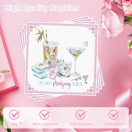 50 Pcs Mahjong Cocktail Napkins (Mahjong)