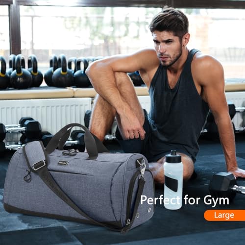 Gym Bag for Women & Men (Textured Blue / Medium - 20 x 10 x 10″)