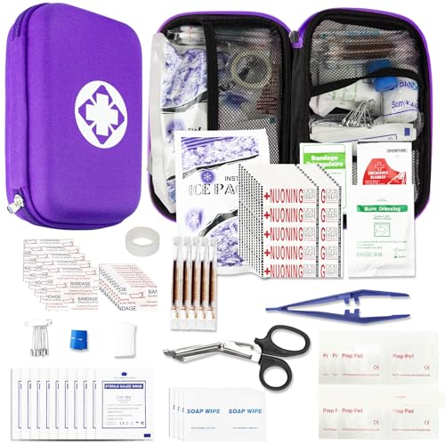 First Aid Kit 276PCS Car Home Camping Essentials Purple Emergency Kit (Purple-276pcs)