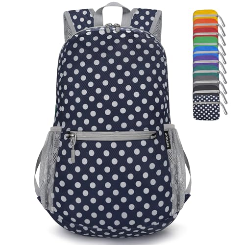 Lightweight Packable Backpack (20L / D-blue White Dot)