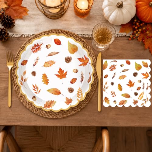 40PCS Fall Paper Plates and Napkins Set (Green)