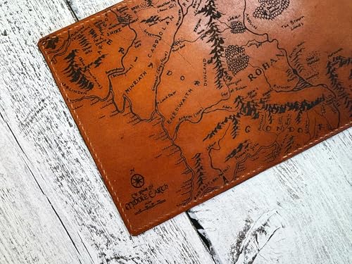 Handmade genuine Leather Wallet Map engrave (Leather)