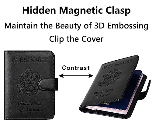 Airtag Passport Holder Cover Wallet RFID Blocking (118#Black / Passport Covers)