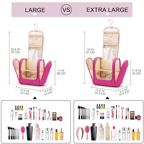 Hanging Travel Toiletry Bag for Women and Men (F - Rose Red / Large)