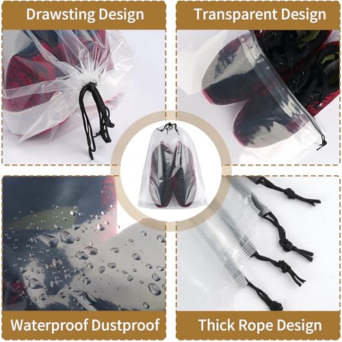 20 Pack Shoe Bags for Travel (Clear)