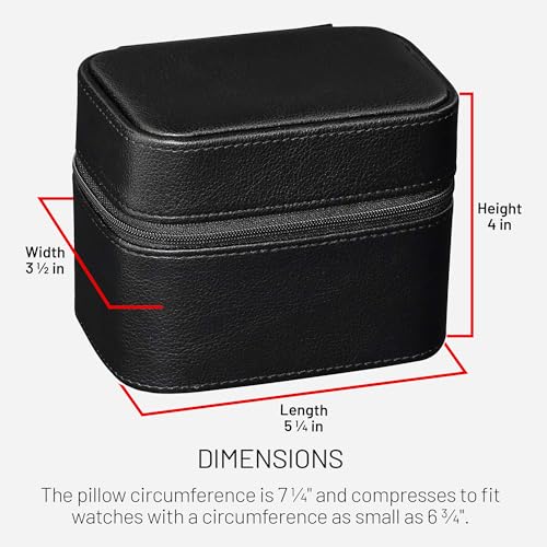 2 Watch Travel Case Storage Organizer for 2 Watches (Black/Red - w/ Accessory Lid)