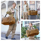 Large Canvas Duffle Bag for Travel (Camel Brown / 55L)