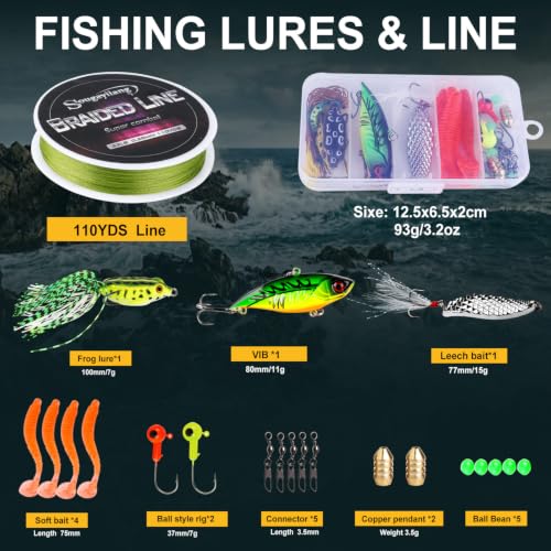 Fishing Rod Combos with Telescopic Fishing Pole Spinning Reels Fishing Carrier Bag for Travel Saltwater Freshwater Fishing (6.89 ft / A-fishing Full Kits With Carrier Case)