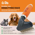 Double Row Dematting Rake Undercoat Deshedding Tool for Dogs & Cats (Double Row Dematting Comb)