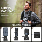 15L Small Hiking Backpack for Men Women Lightweight Packable Backpack Foldable Casual Daypack for Camping Travel Outdoor (Black)