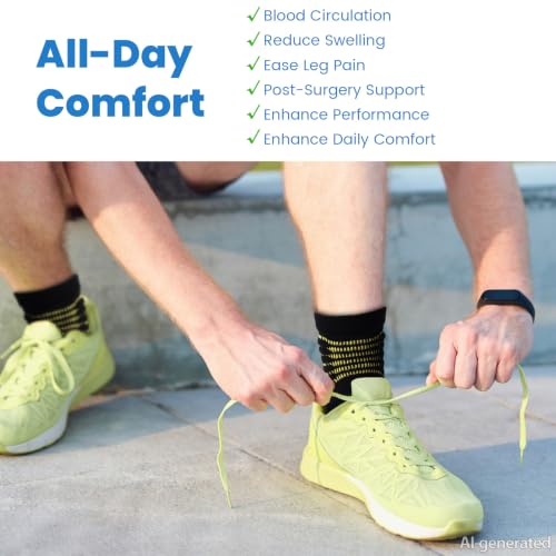 Ankle Compression Socks Women Men Plantar Fasciitis Relief 3 Pairs (Small / Black(3 Pairs))
