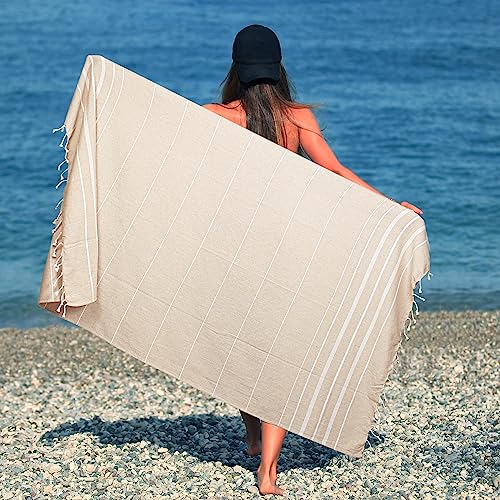 Cotton Turkish Beach Towels (39 x 72 inch ( Beach towel - 4 PACK ) / Beige)