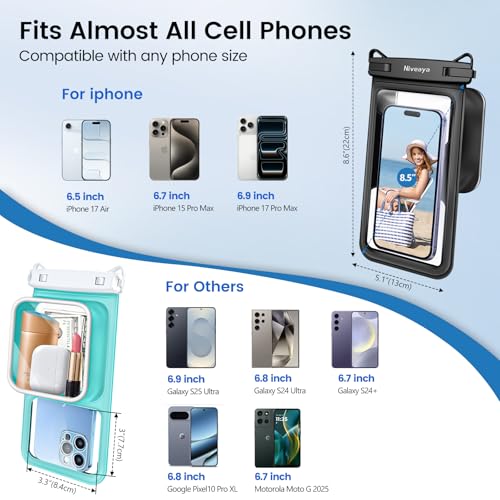 Large Waterproof Phone Pouch (Black + Green)
