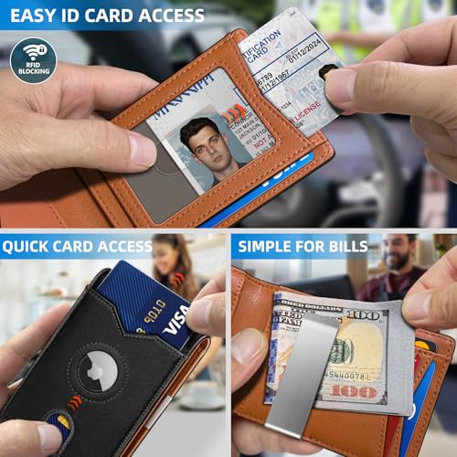 Airtag Wallet for Men (Leather Black006)