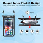 Waterproof Phone Pouch Up to 8.5" (Case-friendly [8.5-inch] / [(Clear)Black+Black] Large Waterproof Phone Pouch)