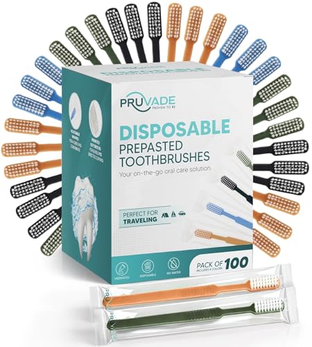 100 Pack Disposable Toothbrushes with Toothpaste (100 Pack)