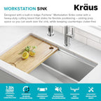 Fairlane 32 in Undermount Workstation Single Bowl 18 (32 Inch / Single Bowl Workstation — Undermount)