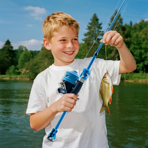 Kids Fishing Pole Set (Blue Pole Set with Sunglasses / 1.2M 3.9FT)