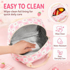 Lunch Bag for Women Cute Corduroy Lunch Tote Bags with Shoulder Strap Reusable Insulated Lunch Box Large Capacity Reusable Insulated Cooler for Work Picnic or Travel (Strawberry Bow 246 / 10L)