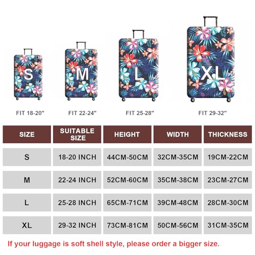 Travel Luggage Cover Suitcase Cover Protector Skins 18 (Flower / XL (for 29--32 inch luggage))