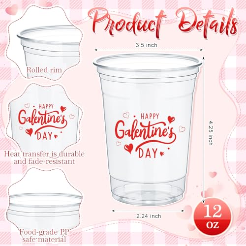 36 Pcs Happy Galentine's Day Plastic Cups 12 oz for Party (Happy Galentine's Day)