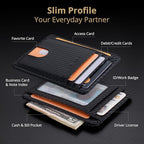 Slim Minimalist Front Pocket RFID Blocking Leather Wallets for Men and Women (Small / Carbon Fiber Black)