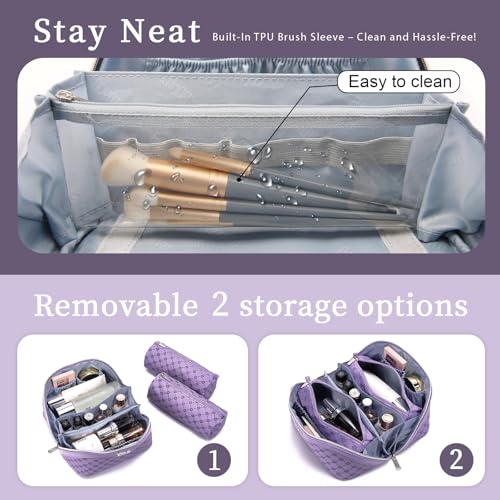Travel Makeup Bag Cosmetic Bags for Women (A-9-Purple)