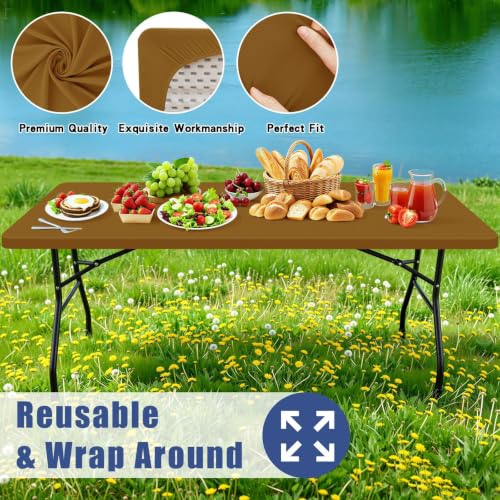2 Pack Rectangle Spandex Fitted Table Cloth (Dark Brown / 60" x 30" (Rectangular))