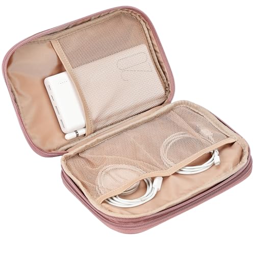 Electronics Travel Organizer Cord Case (Large / Rose-wood Pink)
