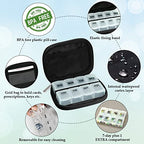 Weekly Travel Pill Organizer Cute Pill Case with 7 Day Pill Box (1 Case + 1 Box / A. Black 01)