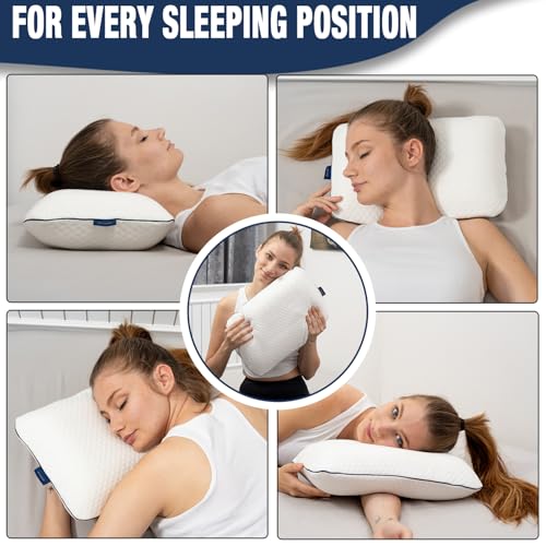 Travel & Camping Comfortable Memory Foam Pillow (15.7 x 10.6 x 3.9 In - White)