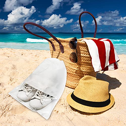 8PCS Travel Shoe Bags with Rope for Men and Women Large Shoes Pouch Organizers (White)