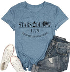 Fall Leaf Shirts 1779 Autumn Festival Short Sleeve Tee Tops Blue (Medium / Blue)